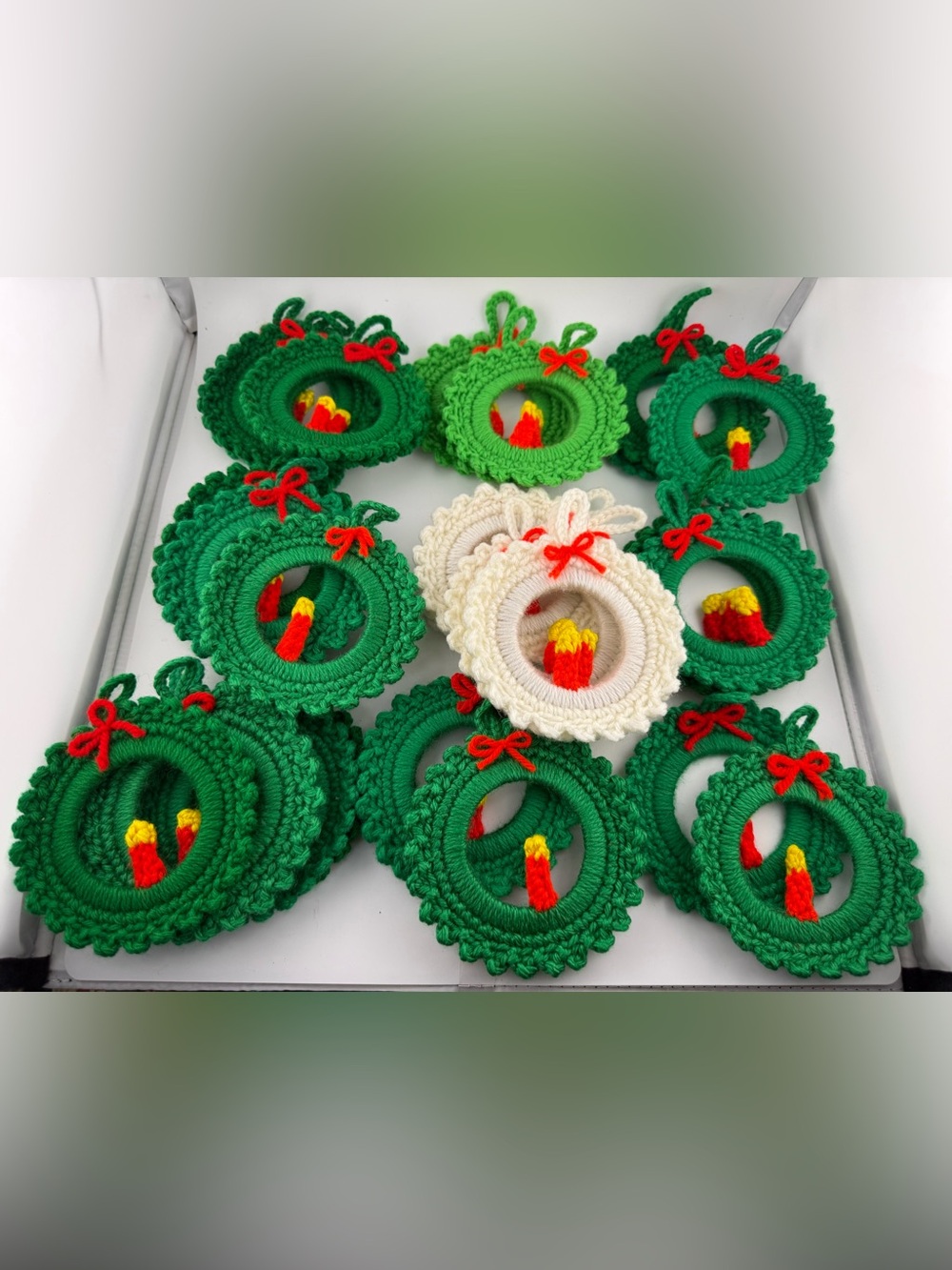 34 Xmas Vintage Style Crochet Wreath Ornament | Cozy Cottagecore Holiday Decor